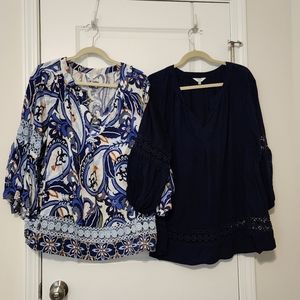 Crown&Ivy Peasant Tops size 2xl (blues)